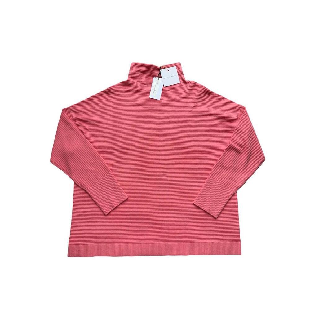 Chelsea and Theodore Viscose Blend Coral Ribb Mock Neck Sweater Womens XL New - Picture 1 of 4